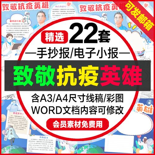 致敬抗疫英雄电子小报中小学生致敬最美逆行者涂色线稿手绘手抄报