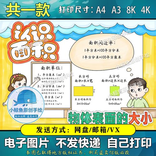 470数学三年级认识面积手抄报模板长方形和正方形面积主题小报f