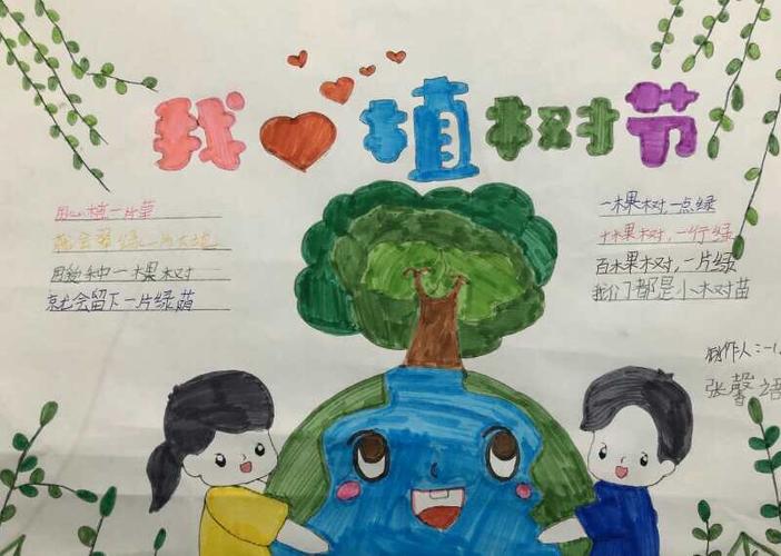 我和小树一起成长汤房小学植树节手抄报专辑