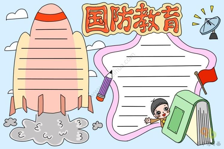 国防教育手抄报学生必备安全手抄报简笔画