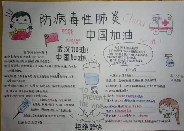 励志民族中学抗击疫情书画手抄报作品展八年级疫情的手抄报简单又漂亮