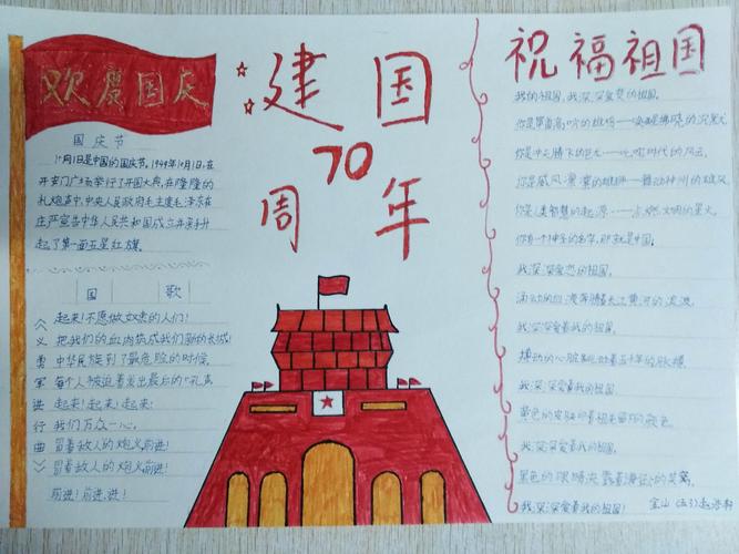 金山学校五年级三班喜迎新中国成立七十周年手抄报评展