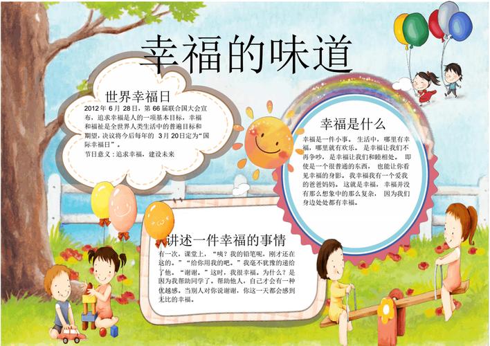 幸福小报幸福的味道手抄报word模版pdf1页