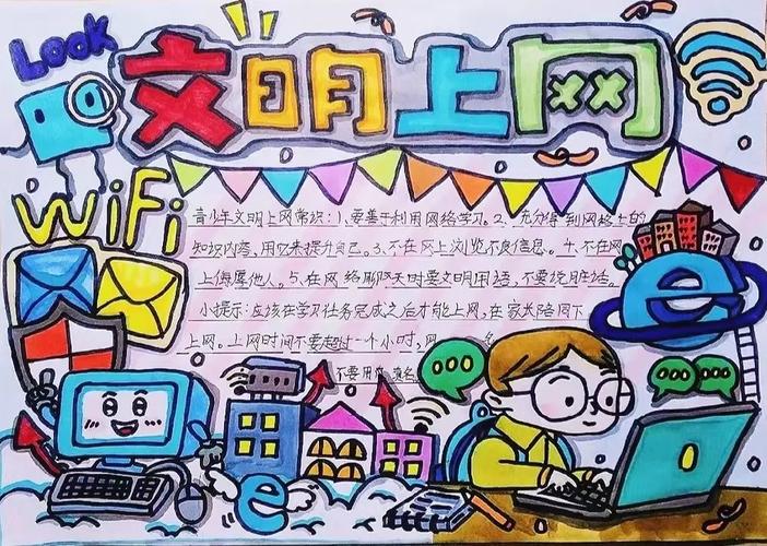 网络文明原创手抄报|e网无前争当网络小卫士