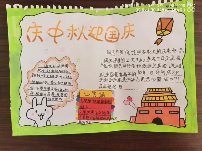 各显身手祝福祖国嘉禾小学国庆节手抄报评比展示