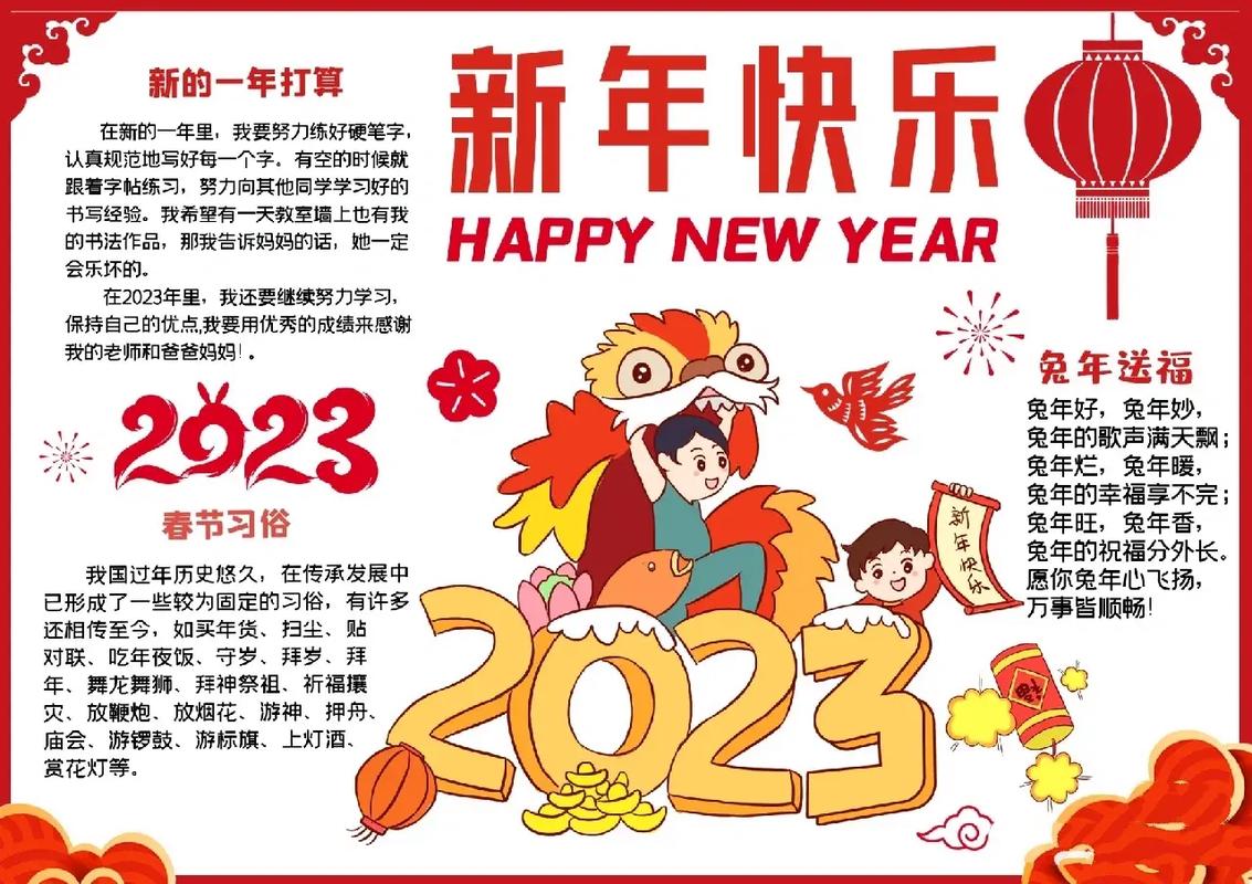 新年快乐2023兔年手抄报 - 抖音