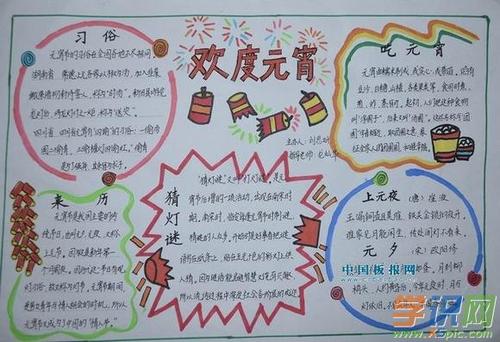 2017鸡年简单的元宵节手抄报小学生元宵节手抄报