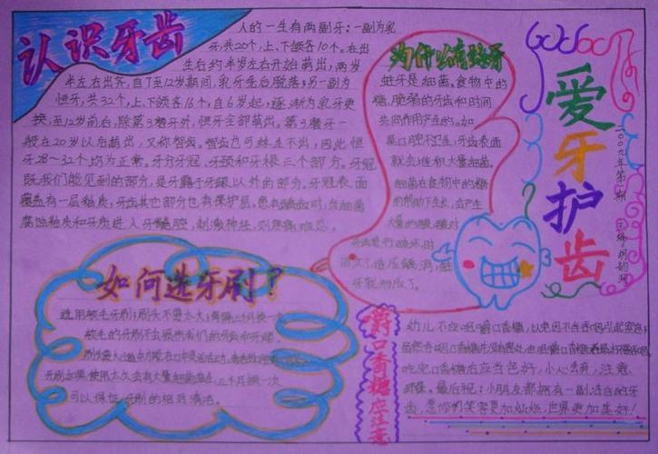 美丽人生从齿开始小学生手抄报小学生手抄报