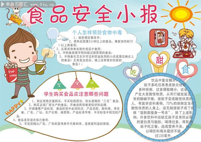 食品安全学生手抄报图片素材主题为食品安全可用作手抄报卡通边框