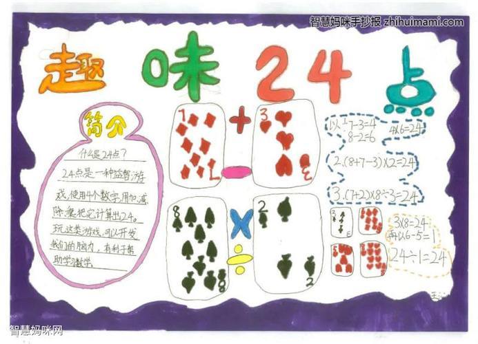 数学游戏巧算24点手抄报一等奖12张-图9数学游戏巧算24点手抄报