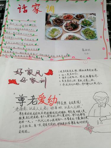 学生们制作了丰富多彩的手抄报将自己的家风家训自己的所得所获