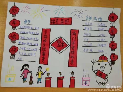 油田第六小学四七班寒假制作手抄报《话说中国年味儿》新学期评比