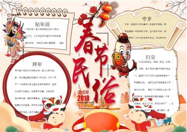 小报模板中国风古典卡通春节民俗年俗小报手抄报.pdf 1页