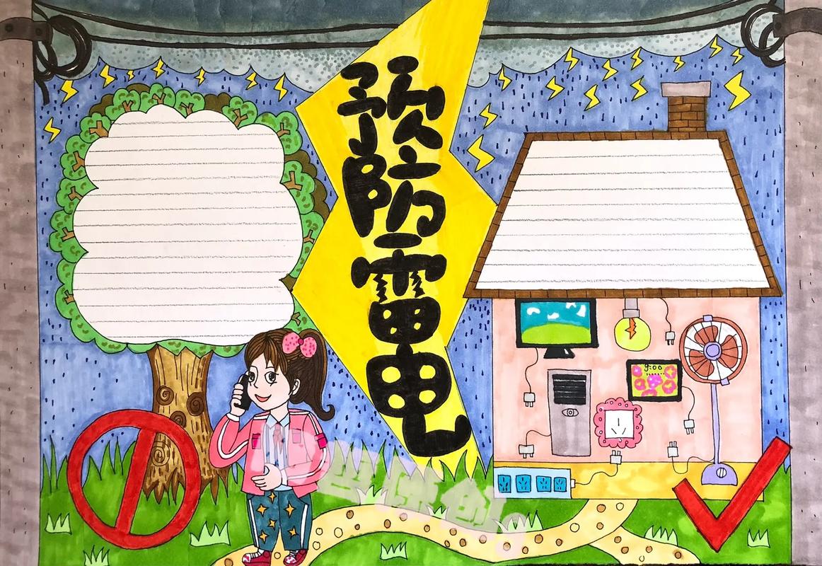 预防雷电手抄报阿哲原创.手抄报模板 安全教育手抄报  - 抖音