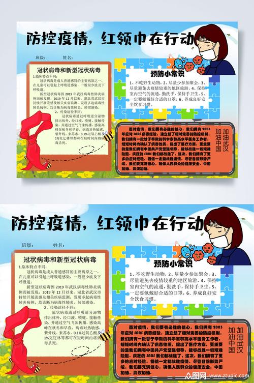 防控疫情红领巾在行动新冠疫情手抄报word素材