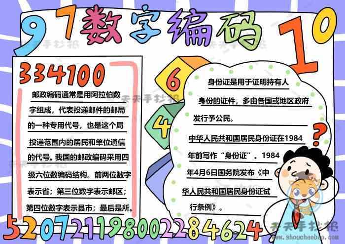 三年级数学数字编码手抄报好看模板讲解教你画好看的数字编码手抄报