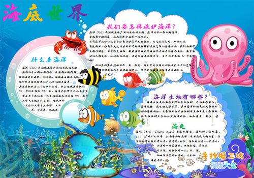 小孩子海洋知识小报设计模板下载我爱大海-手抄报工坊