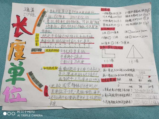 《长度单位》知识整理手抄报思维导图2020.8.10