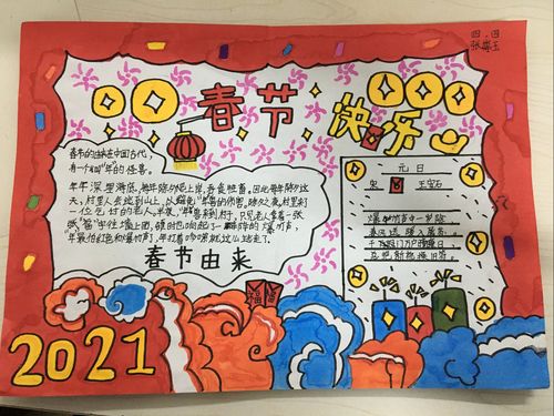 围子小学4.4寒假优秀作业展示春节手抄报