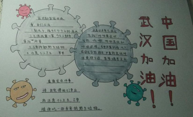 童心共绘抗击疫情--煌菊学校防控新冠肺炎学生手抄报为祖国加油