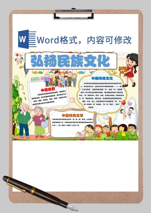 弘扬民族文化戏剧知识手抄报word模板