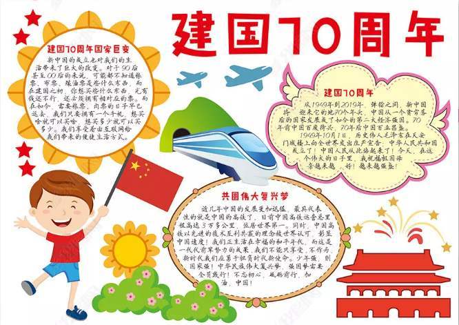 2019年中国成立70周年手抄报图片5张4