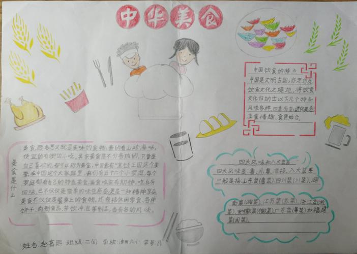 中华美食手抄报展油田第六小学二6班