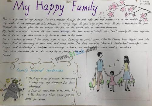 my happy family英语手抄报图片和谐家庭我爱我家杠子李小学my family