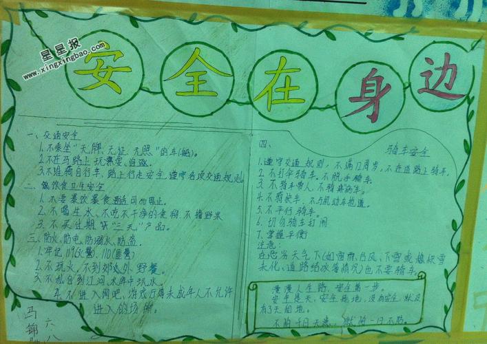 一手抄报资料有关小学生安全手抄报的文字内容安全我知道手抄报内容1