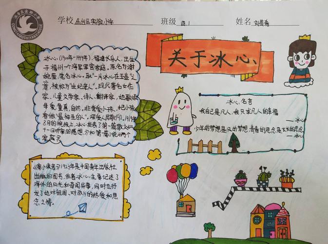 教育提升之读写诵系列活动区实验小学四年级冰心手抄报特色成果