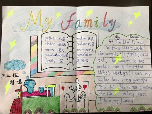 三三班my family 英语手抄报一等奖作品展