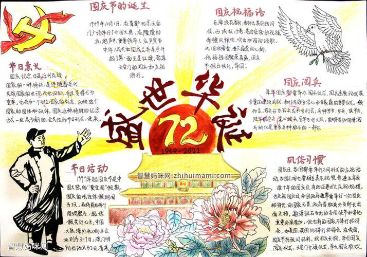 祖国盛世华诞72周年手抄报图片