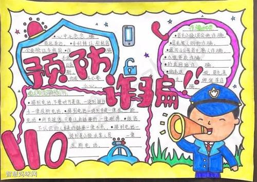 小学生防诈骗手抄报版面设计图