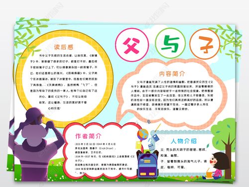 原创word父与子读书小报好书推荐卡阅读手抄报模板-版权可商用