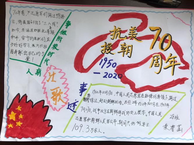 28班纪念抗美援朝70周年手抄报优秀作品