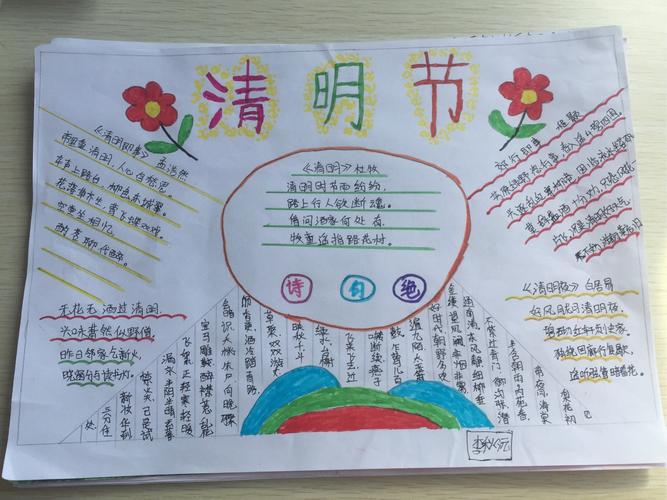 三年级七班综合实践作业清明节手抄报