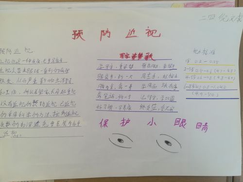 其它 桥东里小学 二年级四班 《预防近视》手抄报 写美篇保护眼睛真