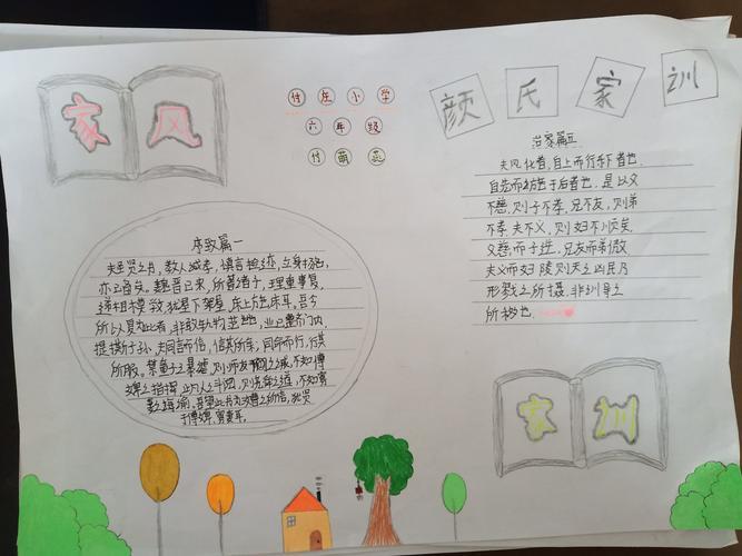 付庄小学优秀家风家训手抄报