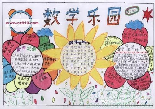 中小学幼儿园算数趣味数学乐园手抄报模板word小报电子版黑白线稿数学