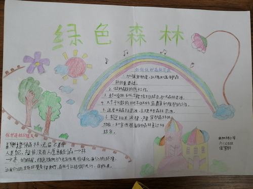 曲阳桥小学六年级二班绿色森林手抄报