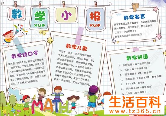 漂亮的小学生数学手抄报图片