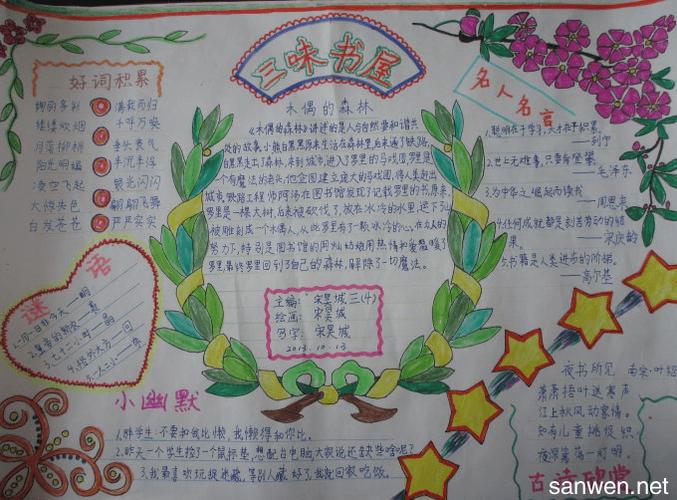 五年级读书简单手抄报读书手抄报简单又漂亮四年级小学简单好画的读书