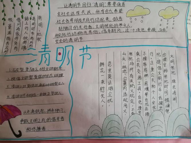 鹏程小学 文明祭祀绿色清明 主题手抄报