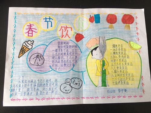 紫丁香课程紫坊小学寒假特色作业一一春节健康饮食手抄报四2