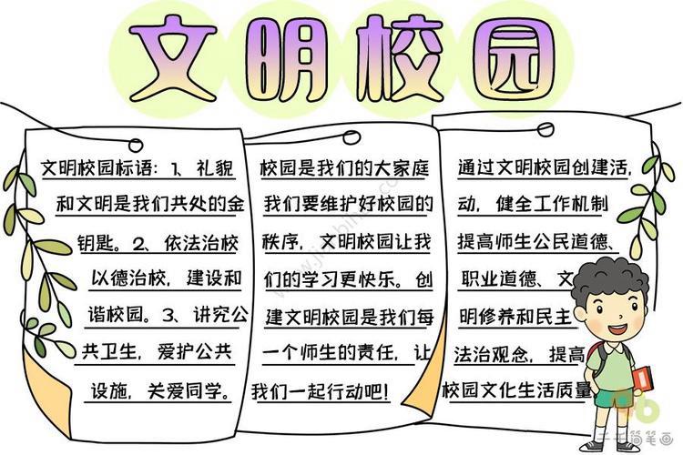 关于文明校园的英语手抄报文明校园手抄报