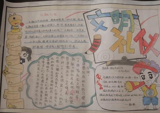 2020年小学生以文明礼仪为主题手抄报