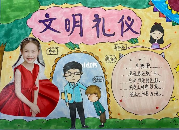 幼儿园大班文明礼仪小天使手抄报