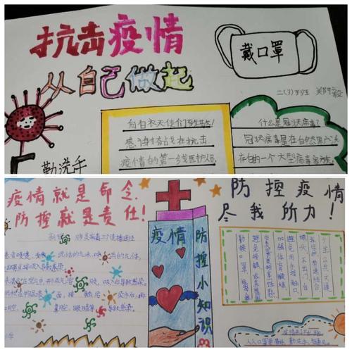 东关小学低年级部抗疫情我参与手抄报展示