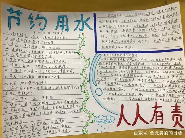 同学们关于节约用水手抄报展示小学生英语手抄报节约用水英语报我的