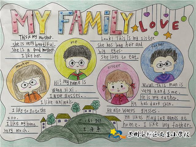 我的家庭小报记文星小学三年级myfamily手抄报活动